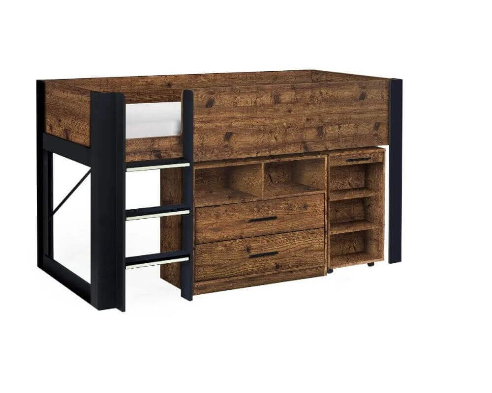 Front image of a rustic and black cabin bed - White background