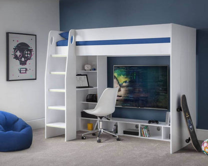 Julian Bowen - Nebula Gaming High-Sleeper Bed - White Bed - Front View - Bedroom Setting