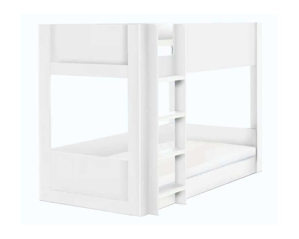 White Wooden Bunk Bed - White Background