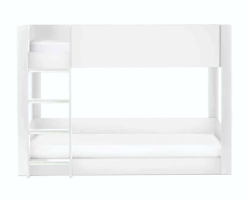 White Wooden Bunk Bed - White Background