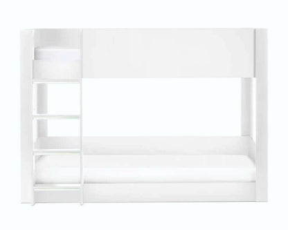 White Wooden Bunk Bed - White Background