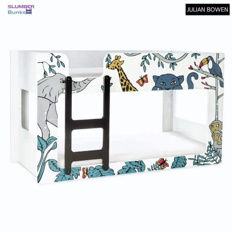 Julian Bowen Safari Bunk Bed - White Animal Print - Front View - White Background