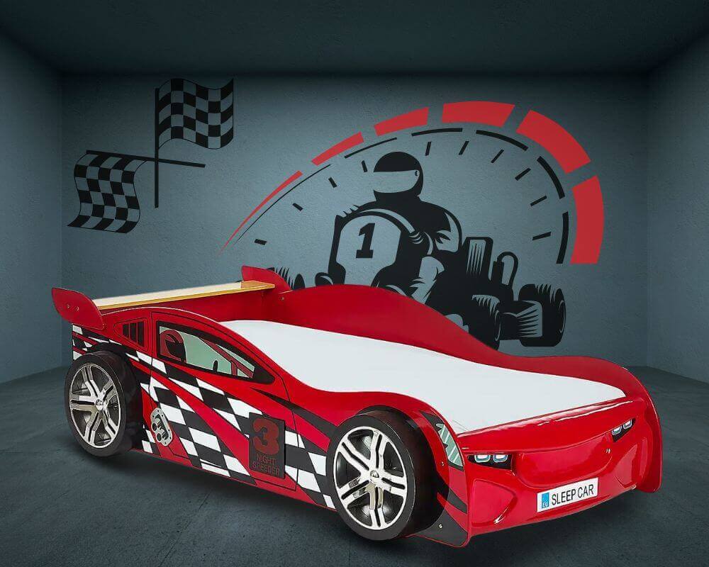 Front Image red race car kids bed - Bedroom setting