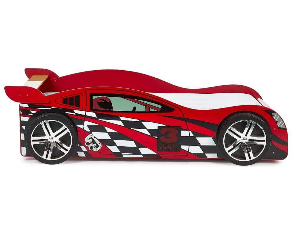 Side Image red race car kids bed - White Background