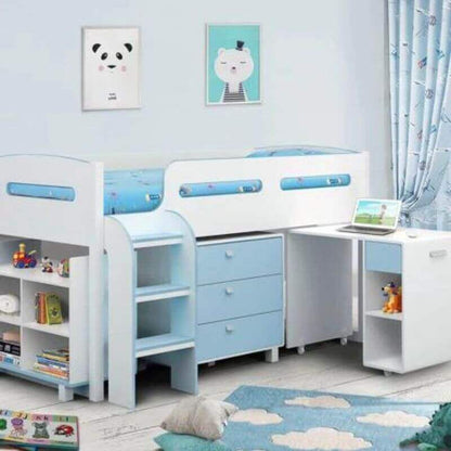 Julian Bowen Kimbo Cabin Bed - Blue/White - Front Side View - Bedroom Settings