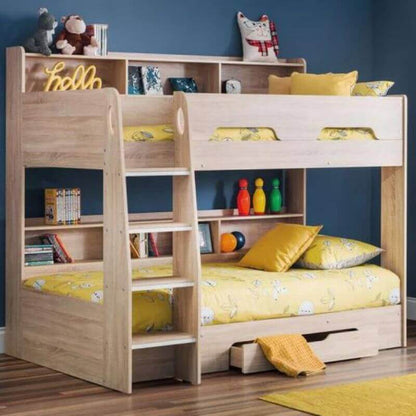 Julian Bowen Orion Bunk Bunk Beds - Sonoma Oak - Front View With Background