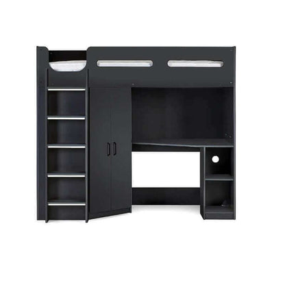 Julian Bowen Hercules High Sleeper Bunk Bed - Anthracite - Front View - White Background