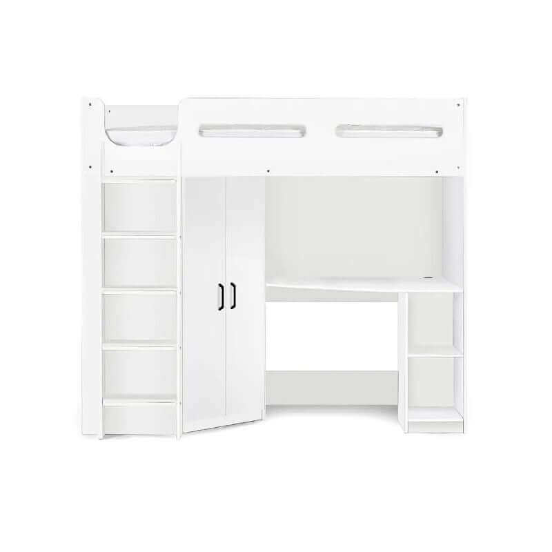 Julian Bowen Hercules High Sleeper Bunk Bed - White - Front View - White Background