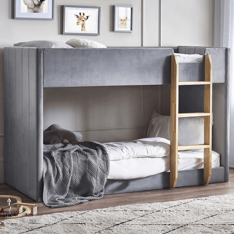 Julian Bowen Daytona Bunk Bed - Grey - Front Side View - Bedroom Setting