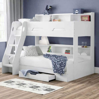 Julian Bowen Orion Triple Sleeper Bunk Bed - White Bed - Front View - Bedroom Setting