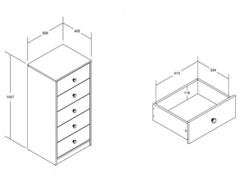 Flair Wizard Junior high Sleeper With Storage - Size Dimensions