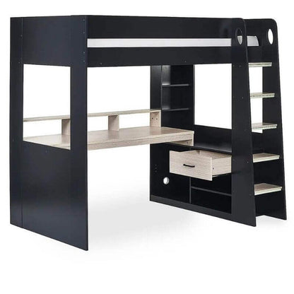 Julian Bowen Blaze Gaming Highsleeper Bunk Bed - Black/Pale Wood - Front Side View - White Background