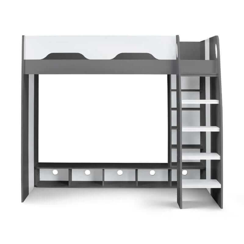 Julian Bowen Galaxy Gaming Bed High-Sleeper - Charcoal/White Bed - Front View - White Background