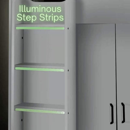 Julian Bowen Hercules High Sleeper Bunk Bed - View Of Luminous Ladder Strips