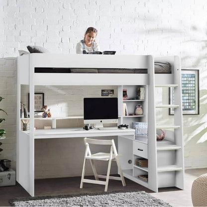 Julian Bowen Blaze Gaming Highsleeper Bunk Bed - White - Front View - Bedroom Setting