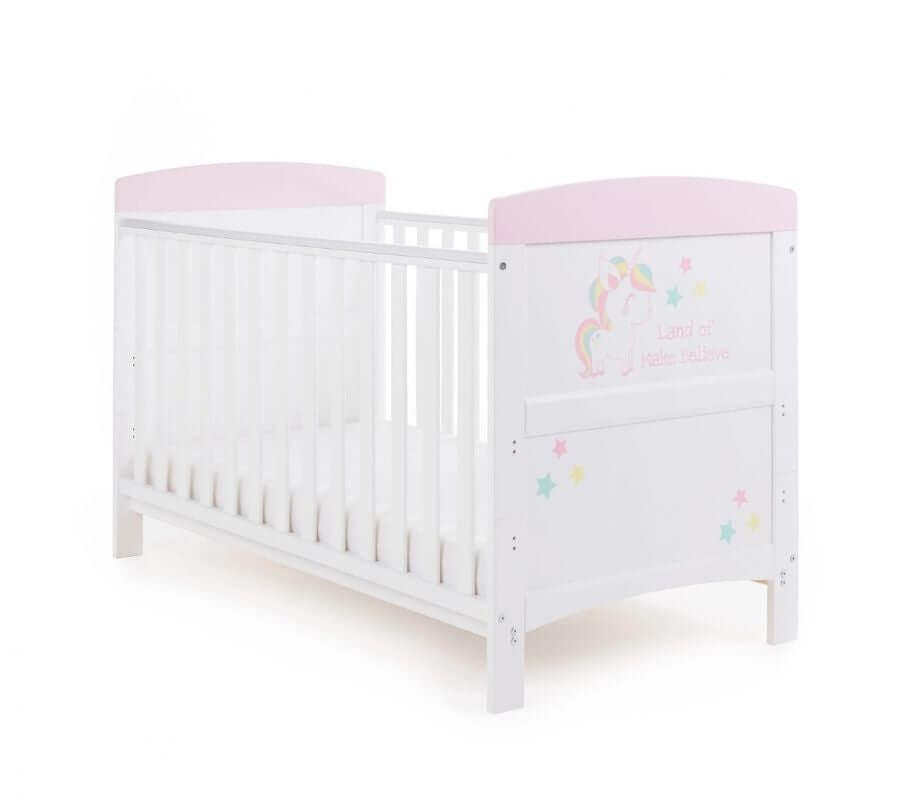 Grace Inspire 2 Piece Unicorn Cot Bed Room Set - White Background