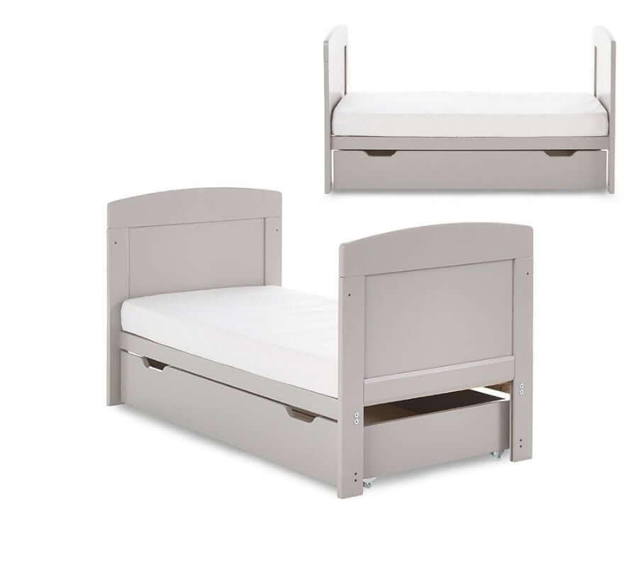 Obaby Grace Mini Cot Bed, Under Drawer + Fibre Mattress - White Background