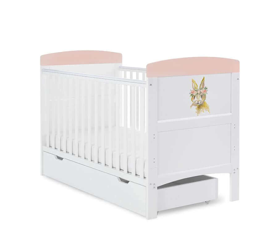 Grace Inspire Cot Bed & Under Drawer - White Background